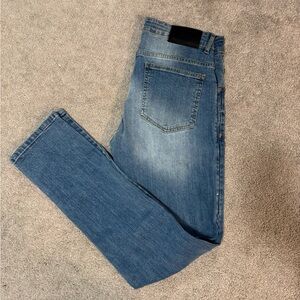 Blue Skinny Jeans with Subtle Fading